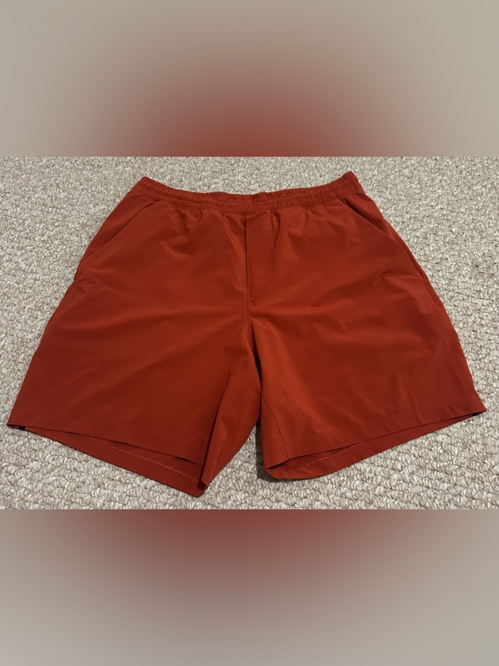 Red lululemon Pace Breaker Shorts